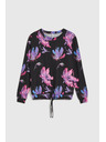 Moodo Lila-fekete virágos pulóver