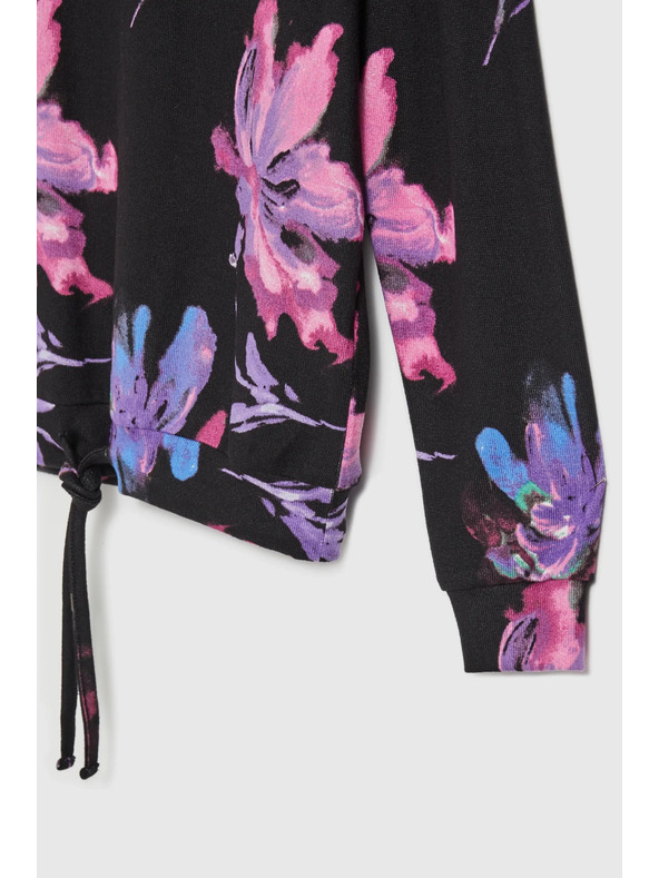 Moodo Lila-fekete virágos pulóver