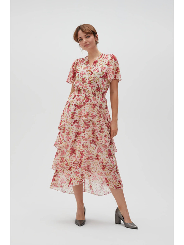 Moodo Fehér-piros virágos Moodo női ruha