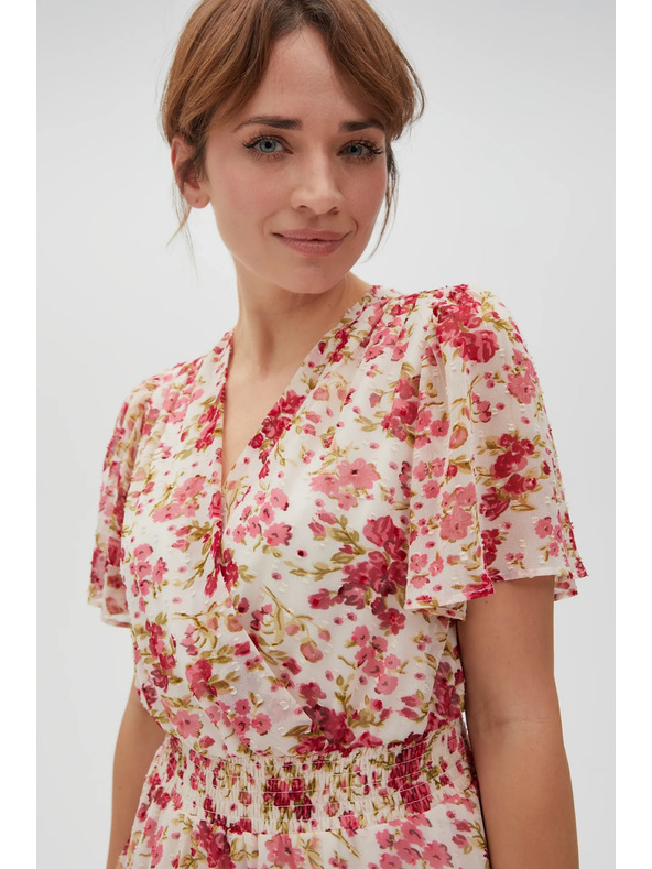 Moodo Fehér-piros virágos Moodo női ruha