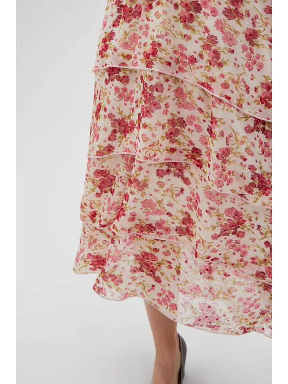 Moodo Fehér-piros virágos Moodo női ruha