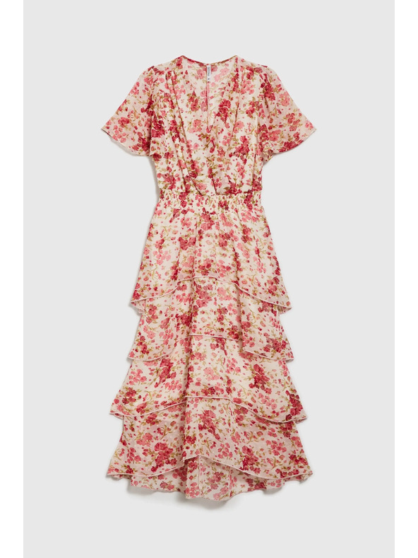 Moodo Fehér-piros virágos Moodo női ruha