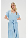 Moodo Világoskék fodros midi ruha Moodo