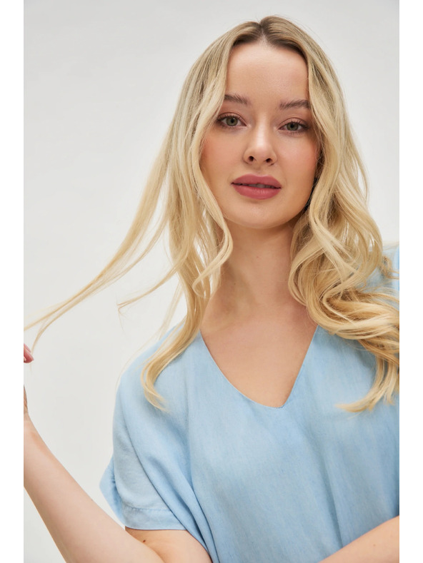 Moodo Világoskék fodros midi ruha Moodo