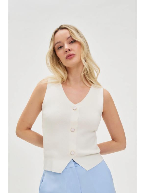 Moodo Fehér Moodo női ujjatlan felső gombokkal