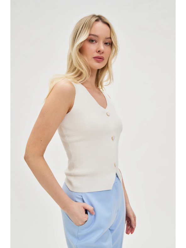 Moodo Fehér Moodo női ujjatlan felső gombokkal