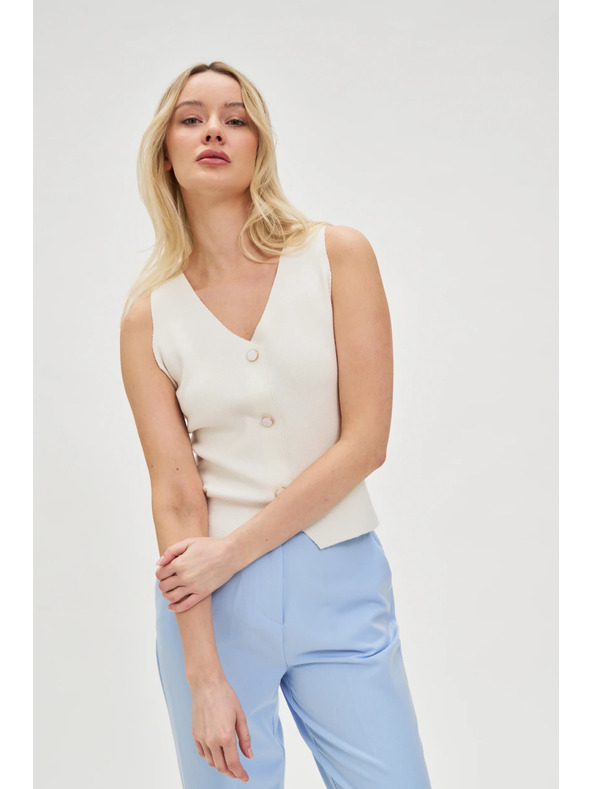 Moodo Fehér Moodo női ujjatlan felső gombokkal