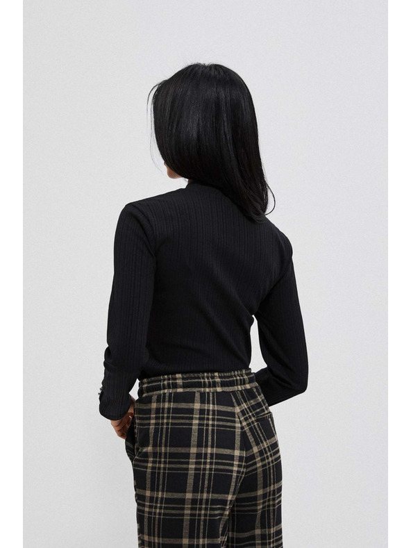 Moodo Fekete bordázott hosszú ujjú póló