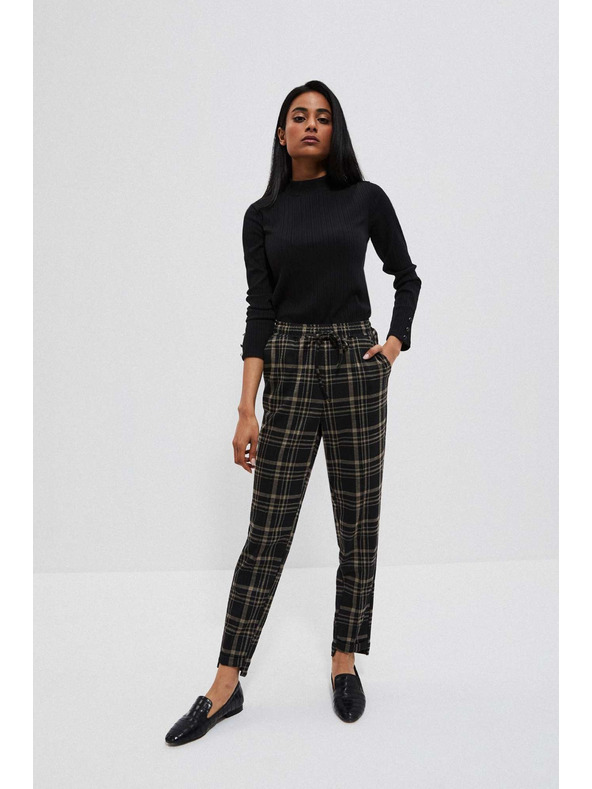 Moodo Fekete bordázott hosszú ujjú póló