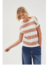 Moodo Bézs-fehér csíkos Moodo női póló