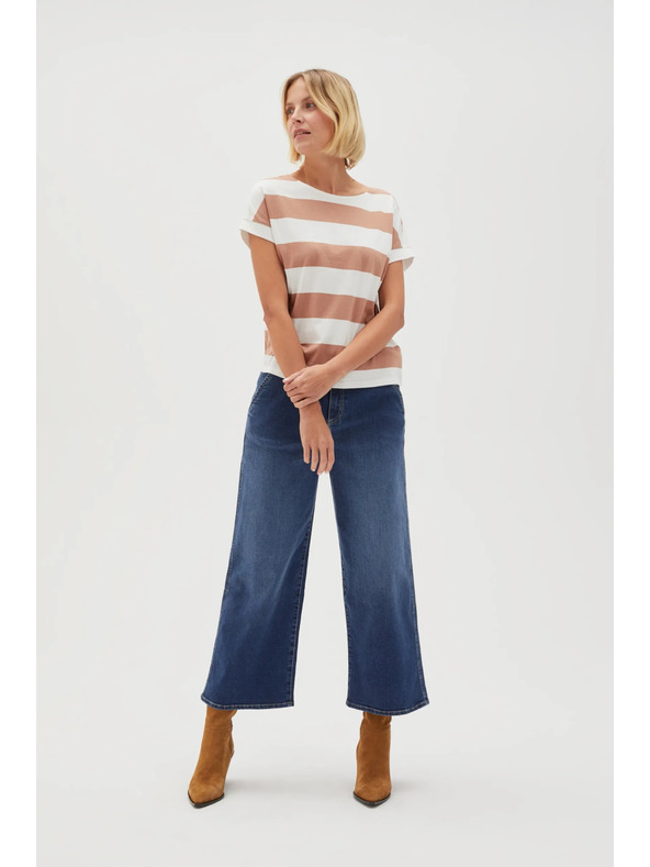 Moodo Bézs-fehér csíkos Moodo női póló