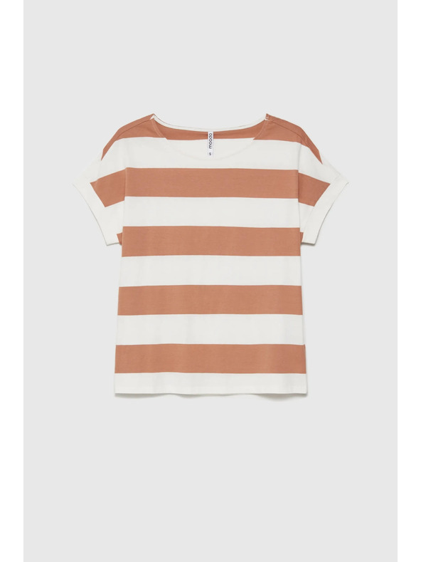 Moodo Bézs-fehér csíkos Moodo női póló
