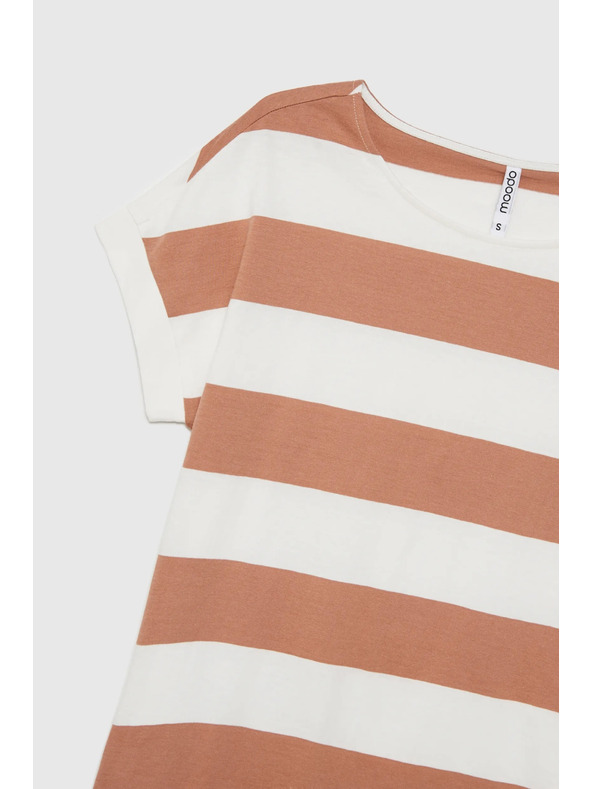 Moodo Bézs-fehér csíkos Moodo női póló