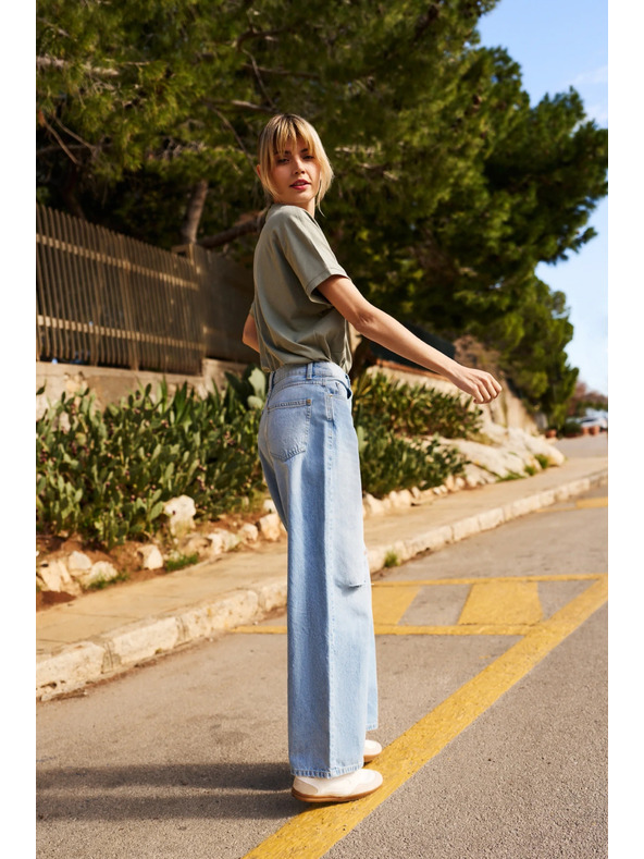 Moodo Khaki Moodo női laza póló