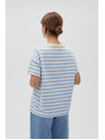 Moodo Kék-fehér csíkos póló sárga gallérral