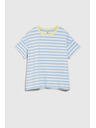 Moodo Kék-fehér csíkos póló sárga gallérral