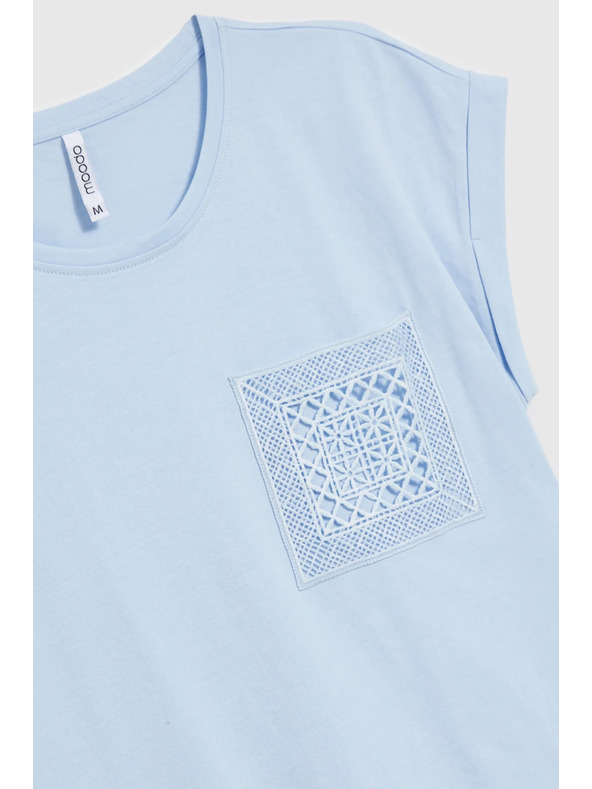 Moodo Világoskék pamut top zsebbel