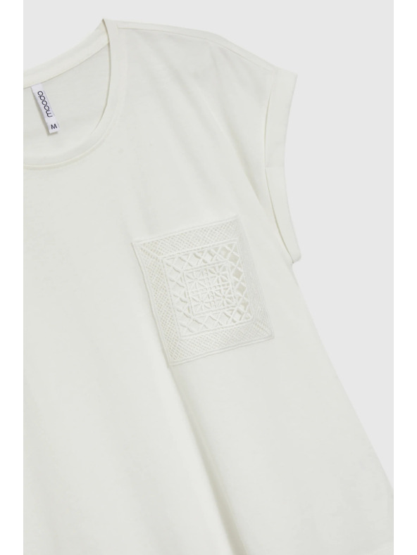 Moodo Fehér pamut top zsebbel