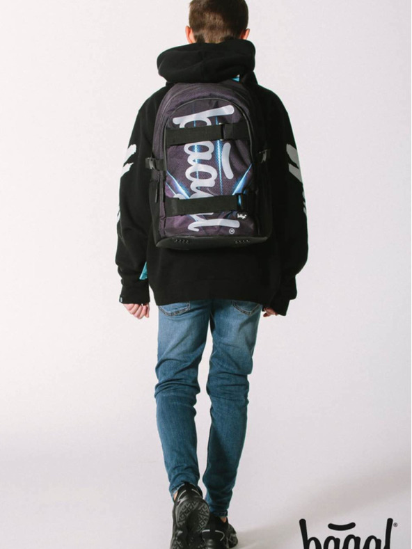 BAAGL  Fekete 3 szett skate bluelight: hátizsák, tolltartó, táska Baagl