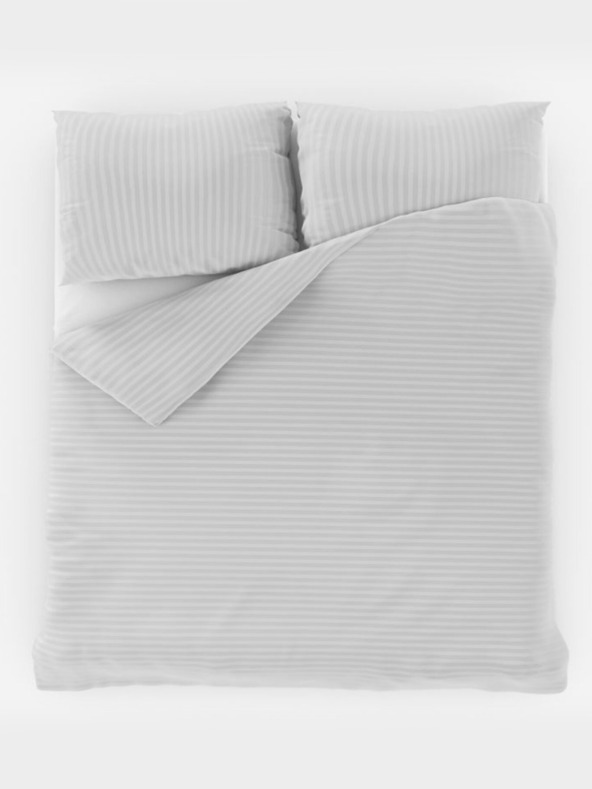 Kvalitex Francia szatén ágynemű csíkkal 1+2, 240x200, 70x90cm FEHÉR