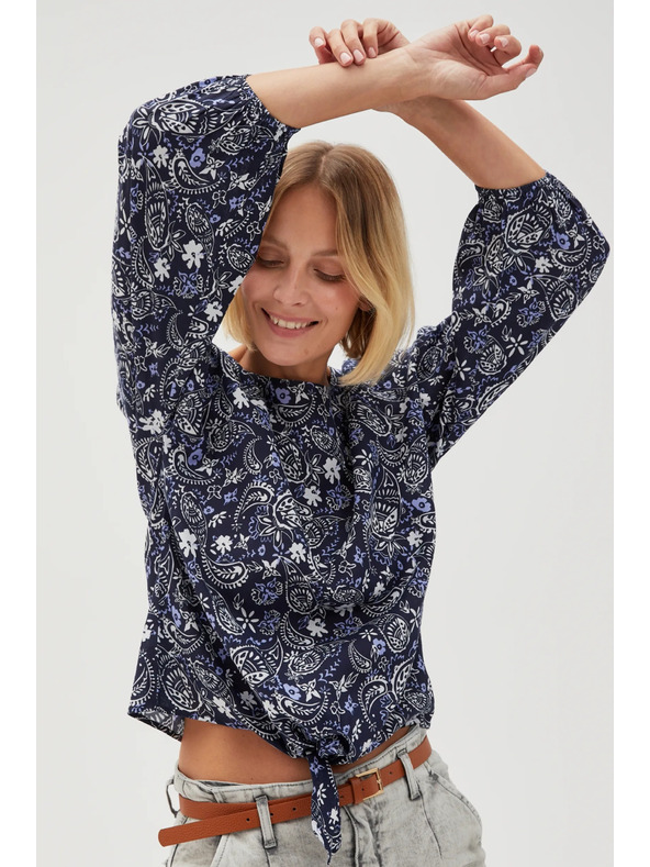 Moodo Sötétkék mintás női blúz