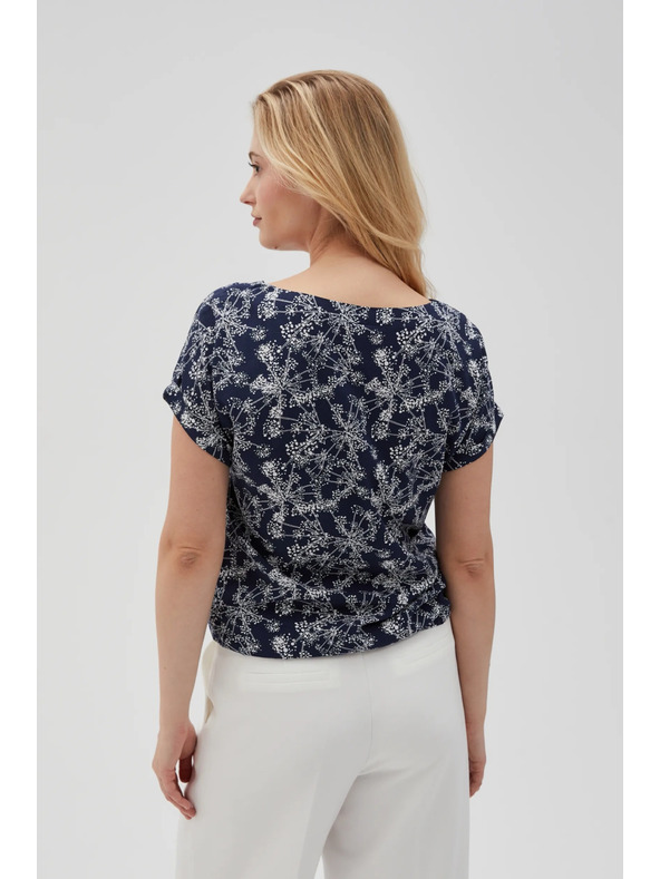 Moodo Sötétkék női blúz megkötővel