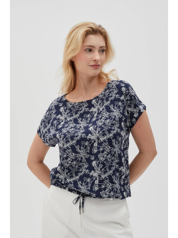 Moodo Sötétkék női blúz megkötővel