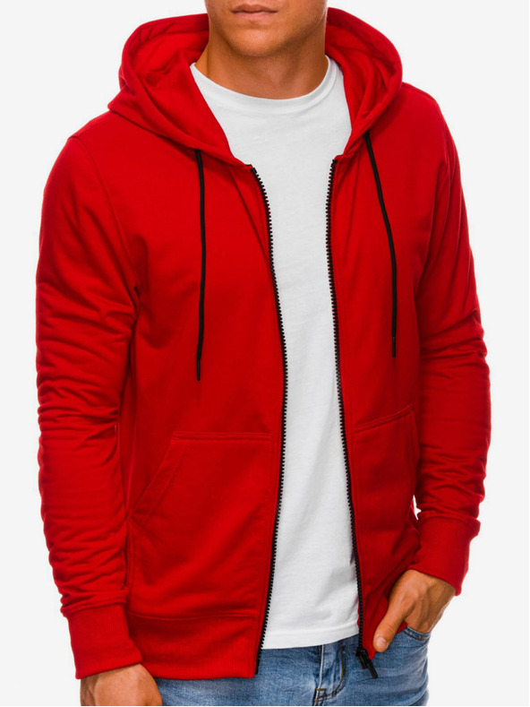 Edoti Piros férfi cipzáras kapucnis pulóver Edoti