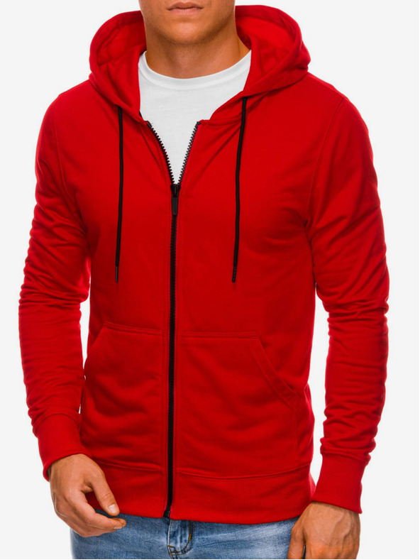 Edoti Piros férfi cipzáras kapucnis pulóver Edoti