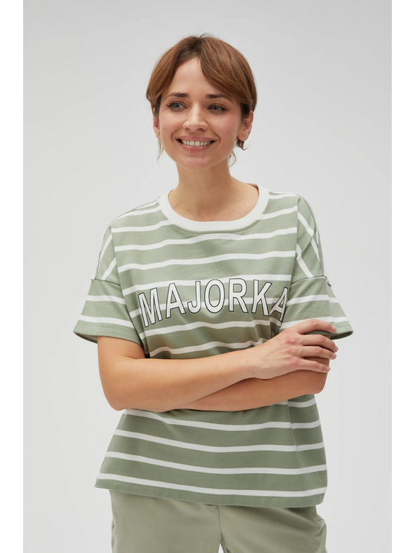 Moodo Olívazöld csíkos póló