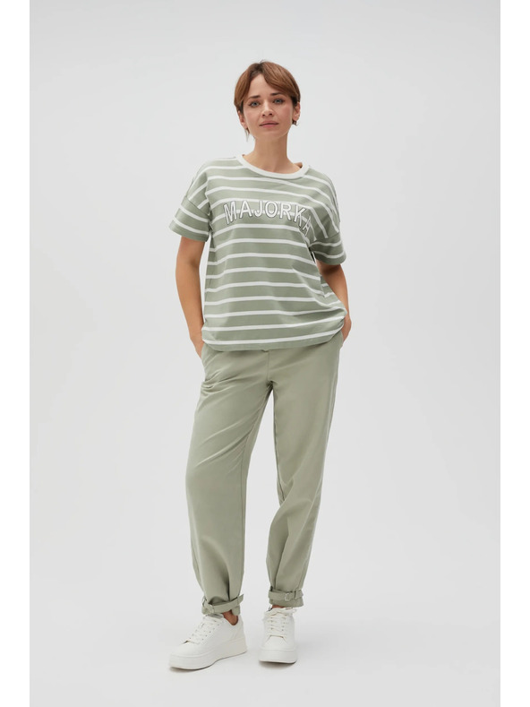 Moodo Olívazöld csíkos póló