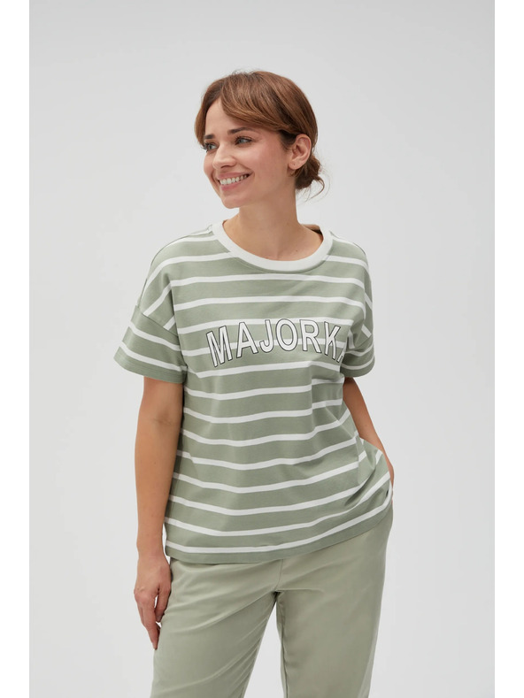 Moodo Olívazöld csíkos póló