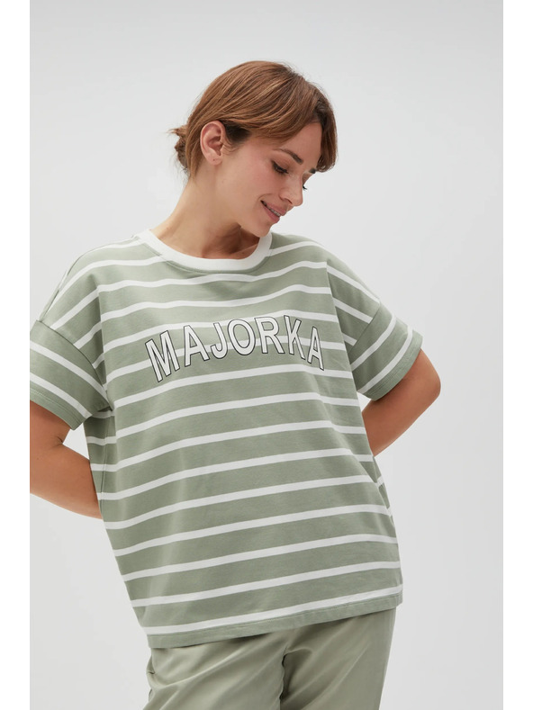 Moodo Olívazöld csíkos póló