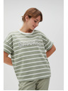 Moodo Olívazöld csíkos póló