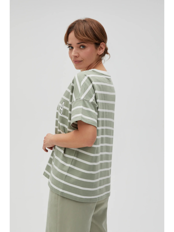 Moodo Olívazöld csíkos póló