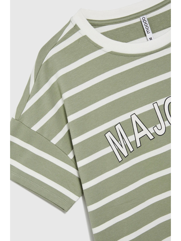 Moodo Olívazöld csíkos póló