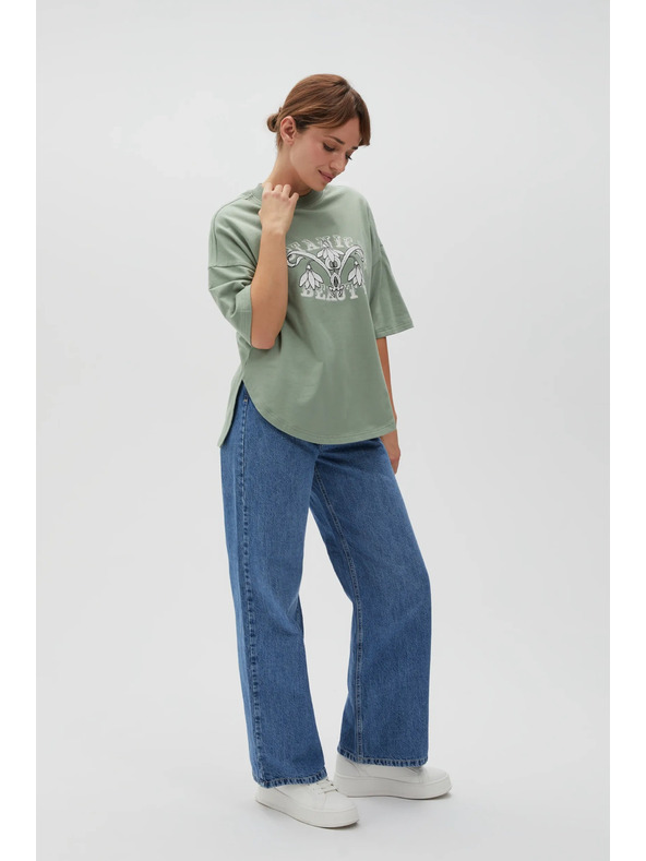 Moodo Olívazöld női póló