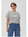 Moodo Fehér női csíkos póló