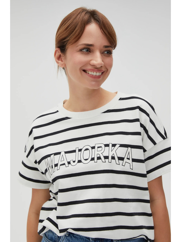 Moodo Fehér női csíkos póló