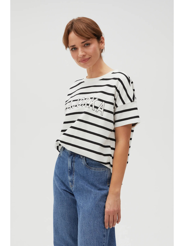 Moodo Fehér női csíkos póló
