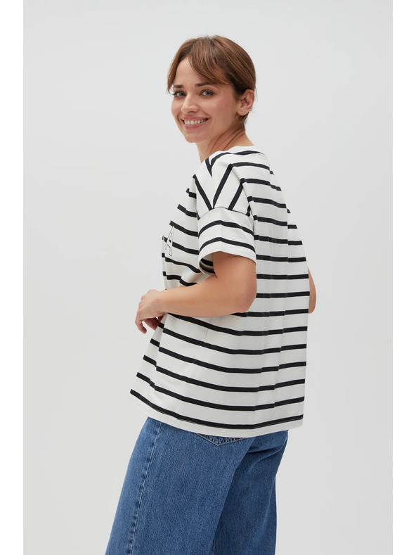 Moodo Fehér női csíkos póló