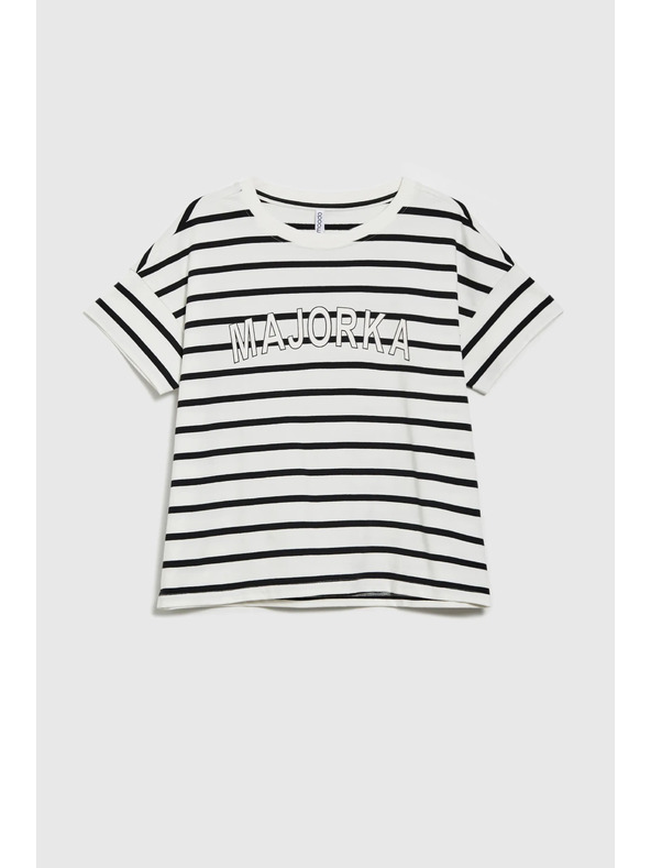 Moodo Fehér női csíkos póló