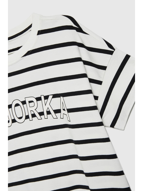 Moodo Fehér női csíkos póló