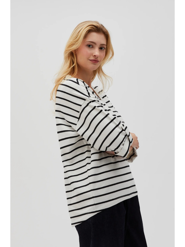 Moodo Fehér-fekete csíkos laza póló
