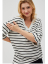 Moodo Fehér-fekete csíkos laza póló