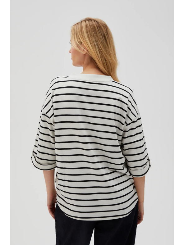 Moodo Fehér-fekete csíkos laza póló