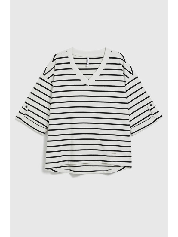 Moodo Fehér-fekete csíkos laza póló