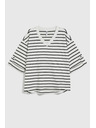 Moodo Fehér-fekete csíkos laza póló