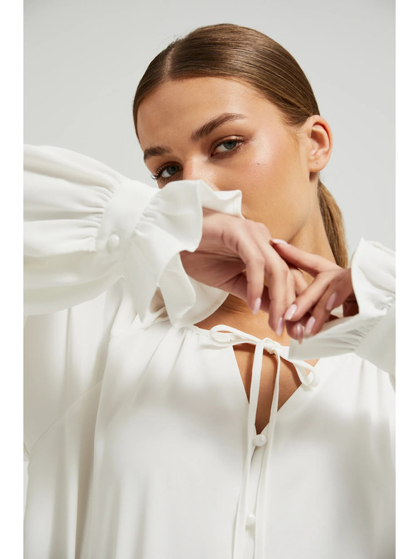 Moodo Fehér fodros női blúz