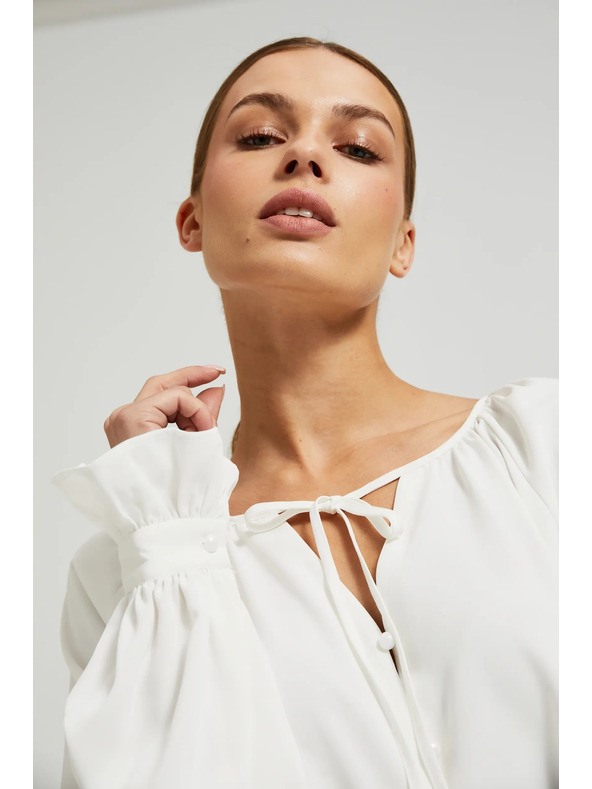 Moodo Fehér fodros női blúz